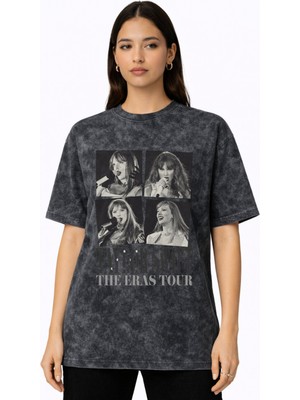 Sevbano Taylor Swift The Eras Tour Şarkıcı Baskılı Unisex Oversize Vintage Yıkamalı Tişört