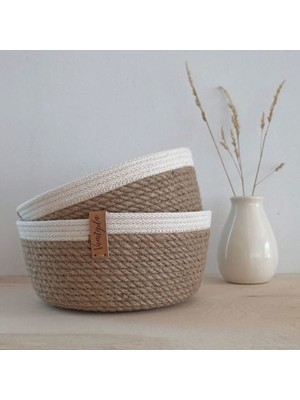 Çok Amaçlı Dekoratif Hasır Sepet Çiftli Set 25X10 ve 20X10