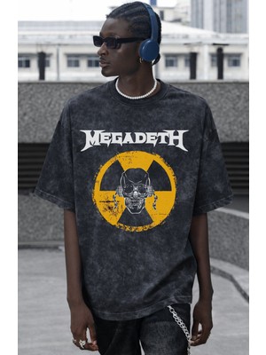 Sevbano Megadeth Rock Metal Müzik Grubu Şarkıcı Baskılı Unisex Oversize Vintage Yıkamalı Tişört