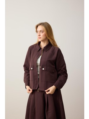 Jimmy Key  Acı Kahve Loose Ceket Yaka Dokuma Ceket