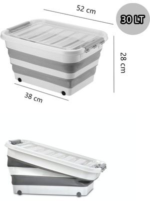 Katlanabilir 30 Litre Çok Amaçlı Tekerlekli Saklama Kutusu
