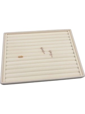 Büyük Boy Süet Krem Yüzük Stand Kutu, Şık ve Kullanışlı Dekorasyon Ürünü