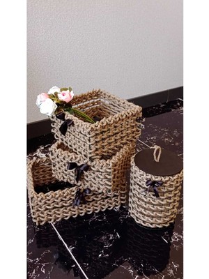 Şık ve Çok Amaçlı Hasır Mini 4'lü Sepet Seti, Renkli ve Kullanışlı