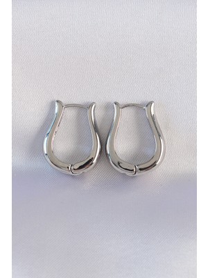 Rivera Tech Rvrstr4 Pirinç Gümüş Renk Içi Boş Gül Küpe - TJ-BKP8977