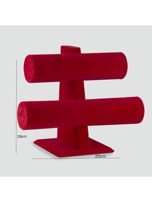 Kırmızı Süet Bileklik ve Bilezik Standı, Şık ve Kullanışlı Tasarım