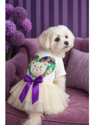 Puppy Party Pembe Fırfırlı Kurdale Detaylı Köpek Üstü