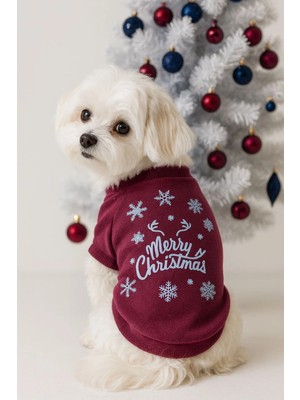 Puppy Party Gri Yılbaşı Temalı Baskılı Polar Üst