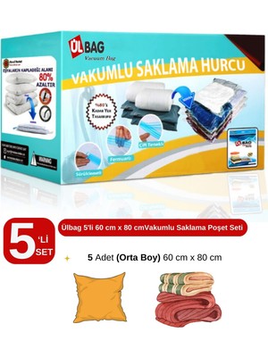 5'li Vakumlu Poşet Seti, Yastık, Elbise ve Battaniye Saklama Için