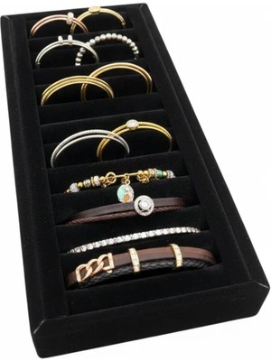 Yerli Süet Kumaş Siyah Kelepçe ve Bileklik Sergileme Standı 25CM/11.5CM