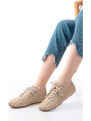 Zerenyus ZRİNRS-01 Premium Bej Süet Ortopedik Günlük Kadın Sneaker