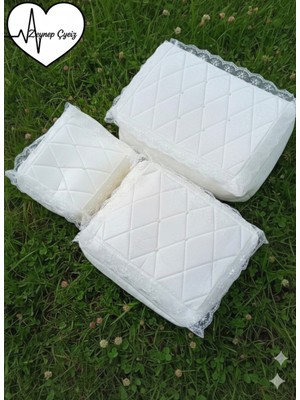 Kadife Işlemeli Çeyizlik 3'lü Bohça Seti Nişan ve Düğün Hediyesi