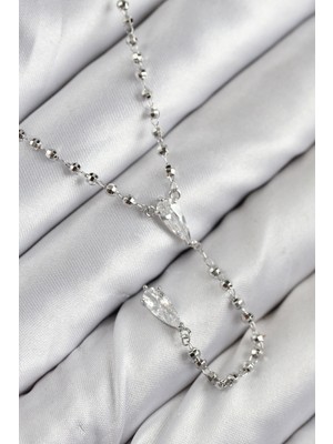 Rivera Tech Rvrstr4 Pirinç Zirkon Taşlı Gümüş Renk Kadın Y Kolye - TJ-BKO10496