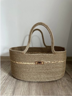 Doğal Jüt Hasır Oval Büyük Boy Organizer Sepet, Şık ve Pratik Depolama