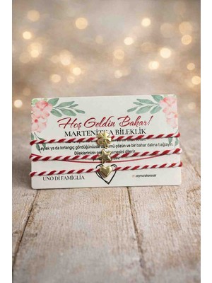 Uno Di Famiglia 3 Lü Set Marteniçka Şans  Bilekliği , Kalpli Marteniçka , Yoncalı Marteniçka , Yıldızlı Marteniçka , Mart Bilekliği , Bahar Bilekliği , Kırmızı Beyaz Bileklik