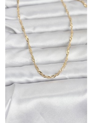 Rivera Tech Rvrstr4 cm 14K Gold Renk Burgu Yassı Model 60 cm Kadın Kolye - TJ-BKO10972