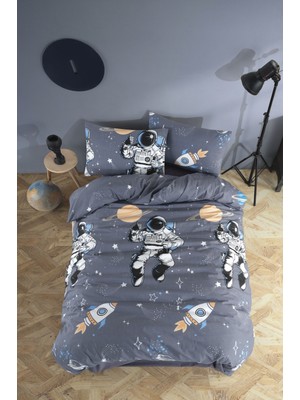 Always Astranotlu Antrasit Renkli Tek Kişilik Nevresim Takımı 160 x 220 cm Ranforce Kumaş