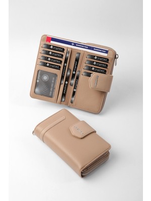 Cengiz Pakel Kadın Orta Boy Cüzdan Teknolojik Deri Vizon Renkli Kartlık Bölmeli Şık Tasarım