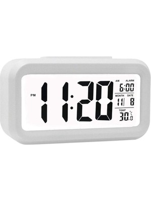 Rivera Tech Rvrstr4 Akıllı Dijital Masa Saati Alarmlı Karanlık Sensörlü Fotoselli Beyaz