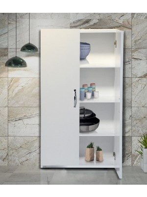 Irmak Mobilya Çok Amaçlı Dolap Beyaz Suntalam Malzeme ile 2 Kapaklı 110 cm Yükseklik ve 32 cm Derinlik