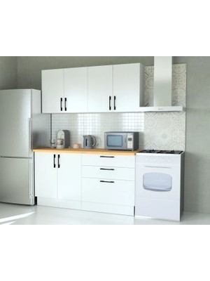 Mobilique Modern Tasarımlı Tezgahsız Hazır Mutfak 270 cm Melamin Kaplamalı Modüllerle Geniş Depolama