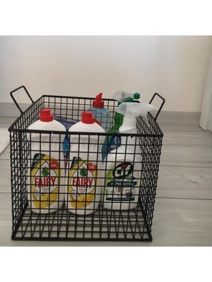 Metal Tel Kare Model Dekoratif Sepet – Çok Amaçlı ve Şık Tasarım