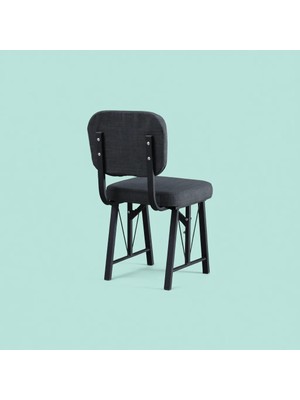 Mygusi Hayat Serisi Mutfak Sandalyesi Antrasit, Metal Ayaklı, Silinebilir Keten, Modern Tasarım 1 Adet