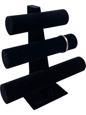 3 Katmanlı Siyah Bileklik ve Takı Standı, Şık ve Düzenli Saklama