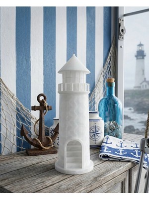 Butik Mey Ithalat® Deniz Temalı 3D Deniz Feneri Dekoratif Obje Ev Aksesuarı