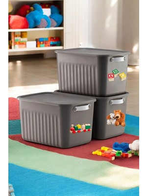 3’lü Çok Amaçlı Plastik Saklama Kutusu, 15 Litre, Kulplu, Düzenleyici