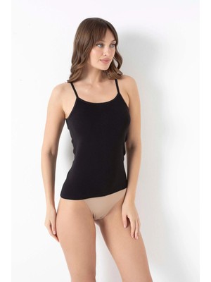 Esranın Dünyası  Likralı Pamuklu Ip Askılı Siyah Atlet