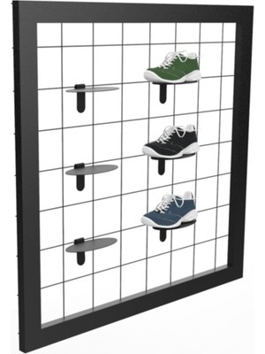 10'lu Siyah Plastik Tel Raf Pano Için Ayakkabı Standı Seti