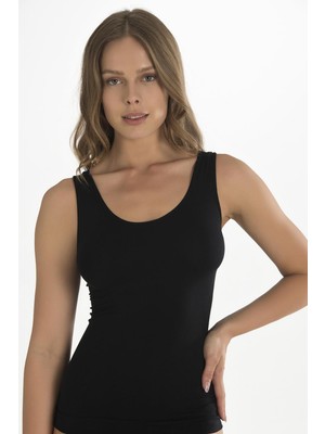 Esranın Dünyası  Geniş Askılı Siyah Ribana Atlet