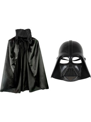 Vice Avm Çocuk Boy Yıldız Savaşları Star Wars Darth Vadet Maskesi ve 90 cm Pelerin Seti Siyah (4915)