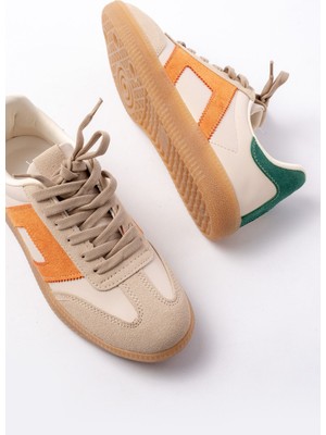 Zerenyus ZRİN-5007 Premium Bej Garni Bağcıklı Kadın Sneaker