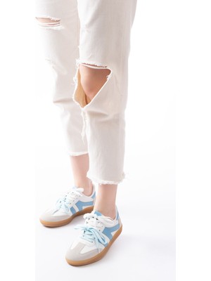 Zerenyus ZRİN-6005 Premium Mavi Bağcıklı Termo Taban Günlük Kadın Sneaker
