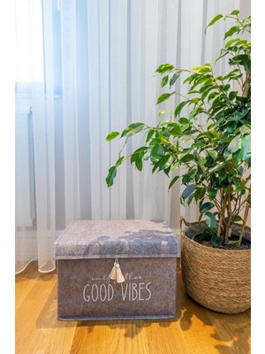 Katlanabilir Keçe Kapaklı Mini Çok Amaçlı Kutu 35X24X24 cm