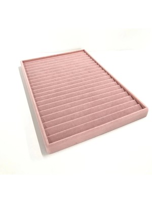 Yerli Üretim Pembe Süet Kademeli Çekmeceli Bileklik ve Kolye Standı