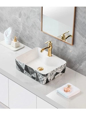 Harmeh Prag 3004 Desenli Tezgah Üstü Lavabo 60X40X14CM