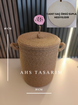 Doğal Hasır Örgü Kapaklı Kirli Çamaşır Sepeti, Şık ve Fonksiyonel Tasarım