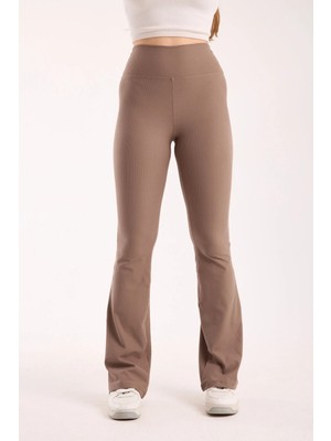 Hdm Kadın Yüksek Bel Toparlayıcı Fitilli Cappuccino Ispanyol Paça Tayt - H5948