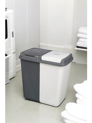 Iki Bölmeli Kapaklı Çamaşır Sepeti, Çok Amaçlı ve Geniş Hacimli