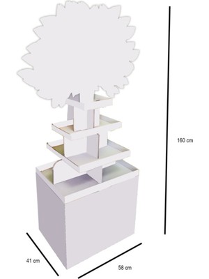Stand 41X58X160 Cm, 4 Raflı Dikey Karton Teşhir Ünitesi