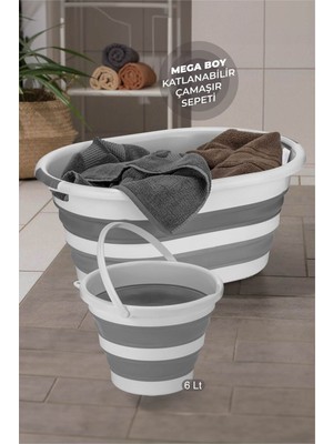 2'li Set Nova Katlanabilir Sele Çamaşır Sepeti ve Su Kovası
