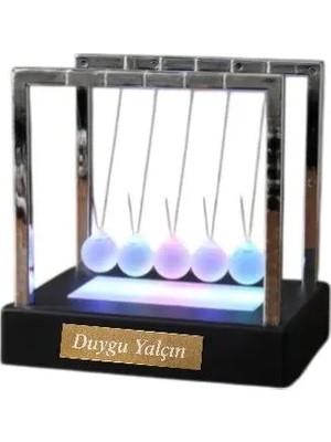Hediye Fikri Kişiye Özel LED Işıklı Newton Beşiği – Renkli Şeffaf Denge Topları, Pilli Masaüstü Dekoratif Aksesuar