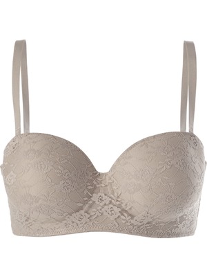 Koza İç Giyim Kadın Dolgusuz Lez Dantelli Desteksiz Straplez Sütyen