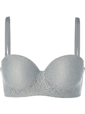 Koza İç Giyim Kadın Dolgusuz Lez Dantelli Desteksiz Straplez Sütyen