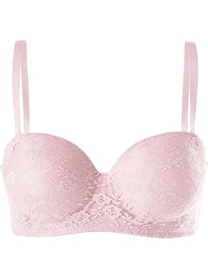 Koza İç Giyim Kadın Dolgusuz Lez Dantelli Desteksiz Straplez Sütyen