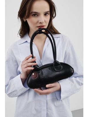 Shule Bags Lisse Charmlı Oval Baget Çanta Siyah