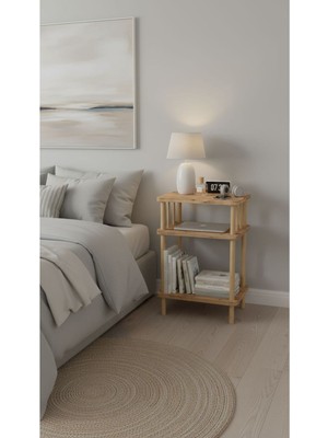 Macco Mobilya 3 Katlı Ahşap Komodin Yatak Yanı Sehpası - Dekoratif Düzenleyici