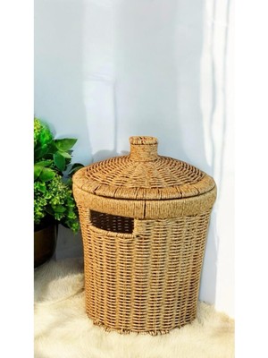 Büyük Boy Hasır Sepet, Kapaklı, Patates ve Soğan Sunumu, Dekoratif Organizatör